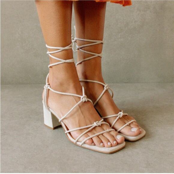 ALOHAS Paloma Lace Up Heeled Sandals Size 8 EU 39 EUC - Picture 1 of 6